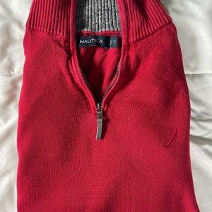 Red Nautica quarter zip sweater in good condition barley worn.